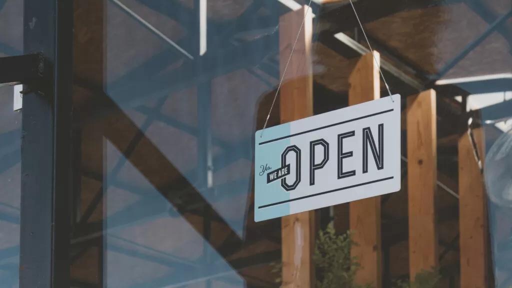 Open sign on business door