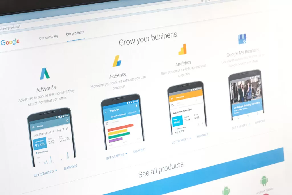 A screenshot of the Google My Business main page