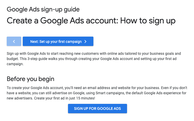 Signing Up For A Google Ads Account