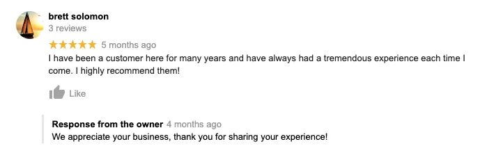 Positive Review Response
